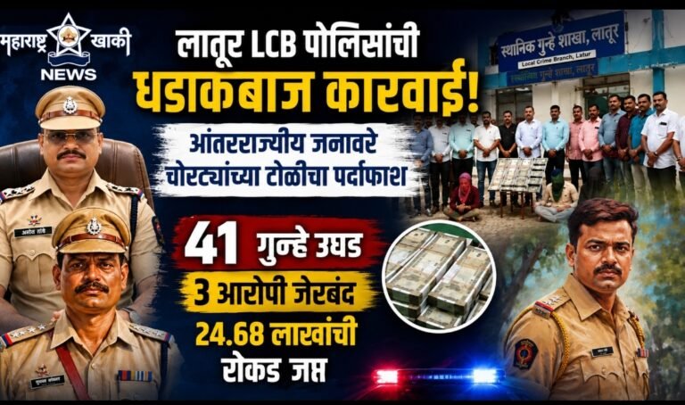 Latur police लातूर LCB पोलिसांची धडाकेबाज कारवाई आंतरराज्यीय जनावरे चोरट्यांच्या टोळीचा पर्दाफाश; ४१ गुन्हे उघड, ३ आरोपी जेरबंद