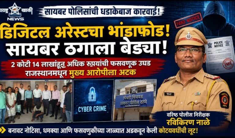 Pimpri- chinchvad police डिजिटल अरेस्ट आणि बनावट नोटिसांचा पर्दाफाश; वरिष्ठ पोलीस निरीक्षक रविकिरण नाळे यांच्या धडाकेबाज कारवाईमुळे सायबर गुन्हेगाराला ठोकल्या बेड्या