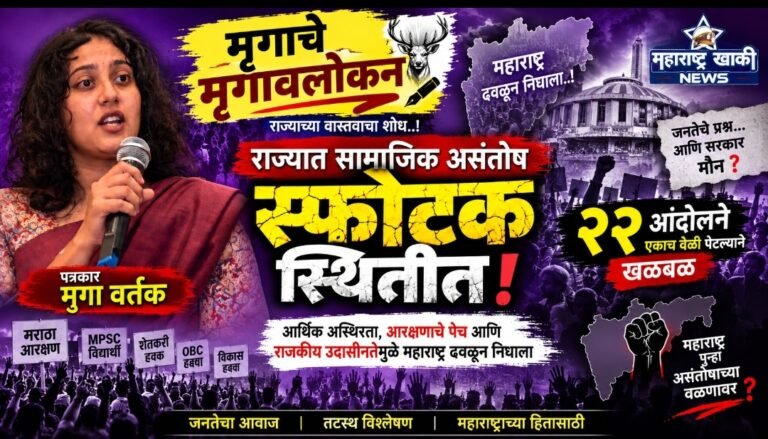 Mruga vartak राज्यात सामाजिक असंतोष स्फोटक स्थितीत! एकाच वेळी तब्बल २२ आंदोलने पेटल्याने खळबळ पत्रकार मृगा वर्तक यांचा धक्कादायक खुलासा